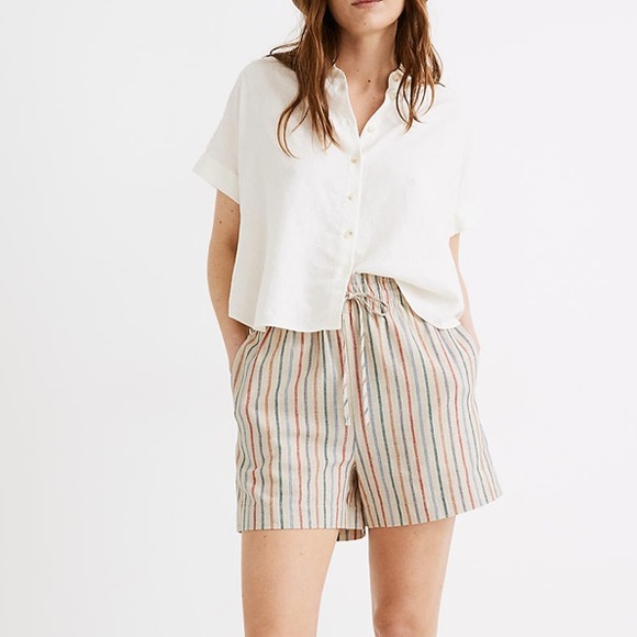 Madewell Drawstring Pull-On Shorts in Rainbow Stripe - Picture 8 of 9